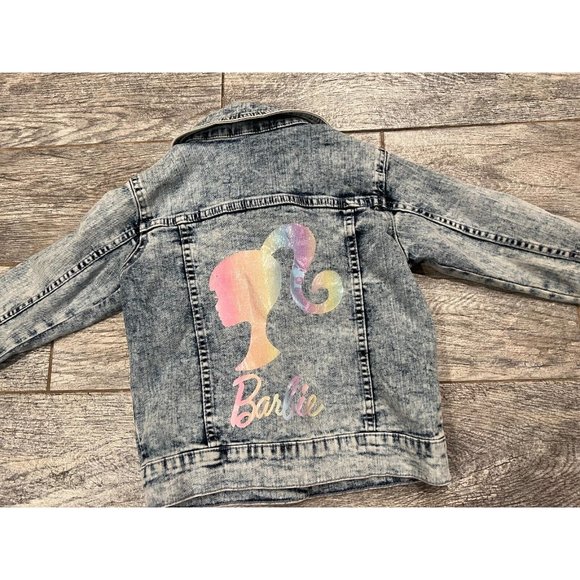 Barbie Denim Jean Jacket Girls XS Extra Small 4 5 Embroidered Barbiecore‎ Coat - Picture 2 of 10